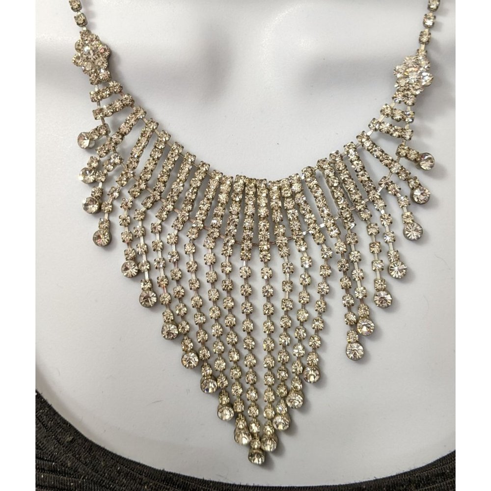 Long Rhinestone Cascade Necklace - image 5